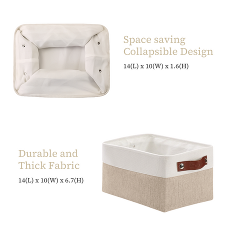 Small Foldable Fabric Storage Bin W/Handles (3 Pack) - Fabric Storage Organizer