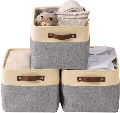 Fabric Storage Bins Collapsible Storage Baskets w/Handles | Spacious Closet Organizers