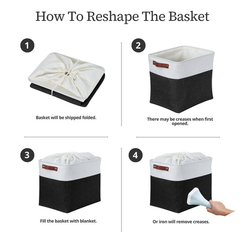 Jumbo Fabric Storage Baskets W/Cover | Closet Organizer Storage Bins