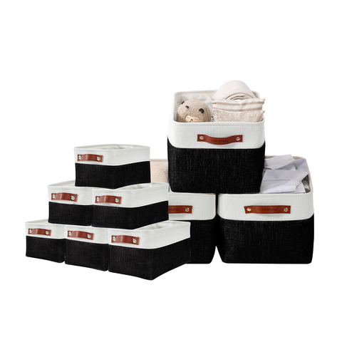 Small & Large Foldable Fabric Storage Basket Set (9 pieces) - Starter Pack