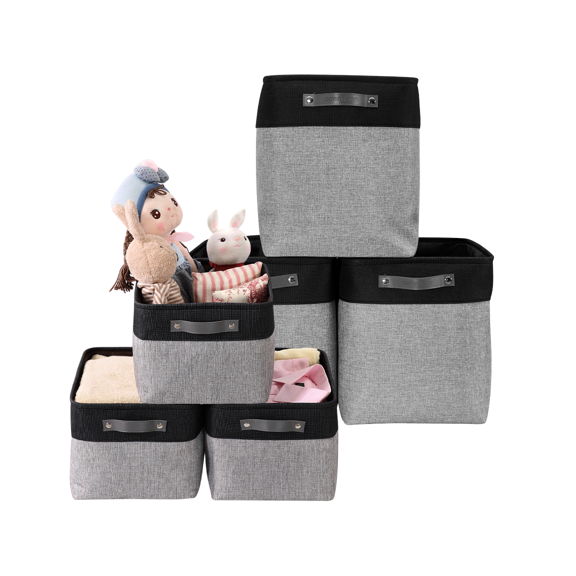 L/XL Foldable Fabric Storage Basket Set (6Pcs) Starter Pack