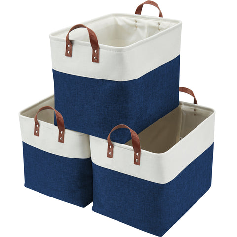 Large Closet Storage Organizer Baskets w/Long Handles | Large Storage Bins