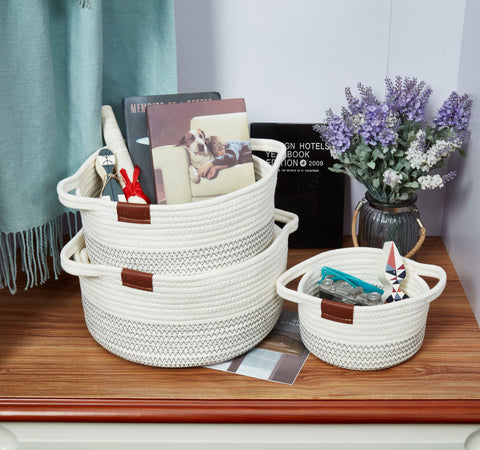 Nested Cotton Rope Woven Basket (5 Pack) - Cotton Storage Basket