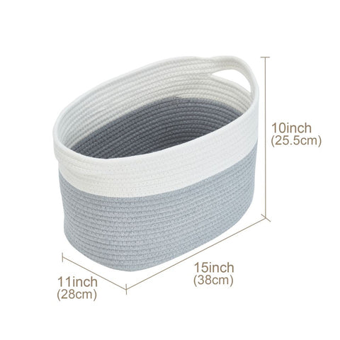Cotton Woven Basket (Large) Cotton Rope Foldable Storage Bin with Handles (Pack 3)