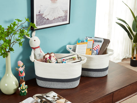 Large Blanket Storage Basket | Cotton Rope Woven Basket Storage Organizer