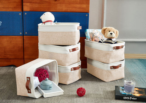 Small & Large Foldable Fabric Storage Basket Set (9 pieces) - Starter Pack