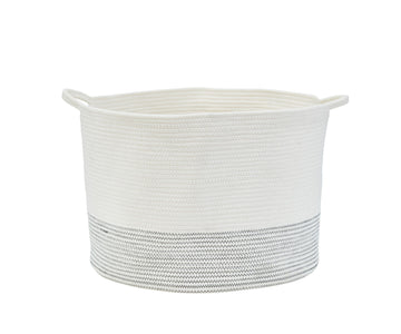 Large Cotton Woven Rope Baskets (2pcs) w/Handles - Cotton Storage Bins