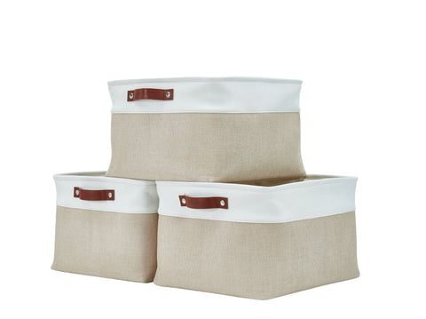 Foldable Fabric Jumbo Storage Bin W/Cover (60L)- 3 Pack