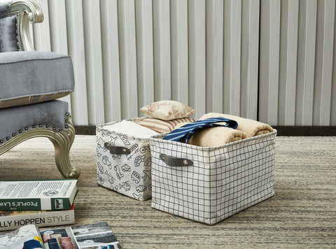 12-Pack Large Water Resistant Storage Bin with Handles - Patterned