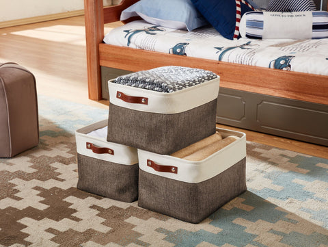 Small & Large Foldable Fabric Storage Basket Set (9 pieces) - Starter Pack