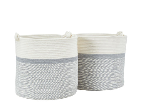 Cotton Woven Rope Baskets w/Knot Handles (2pc) - Cotton Storage Bins