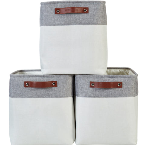 Jumbo Foldable Fabric Storage Bin W/Handles (3 Pack) - Jumbo Storage Organizer