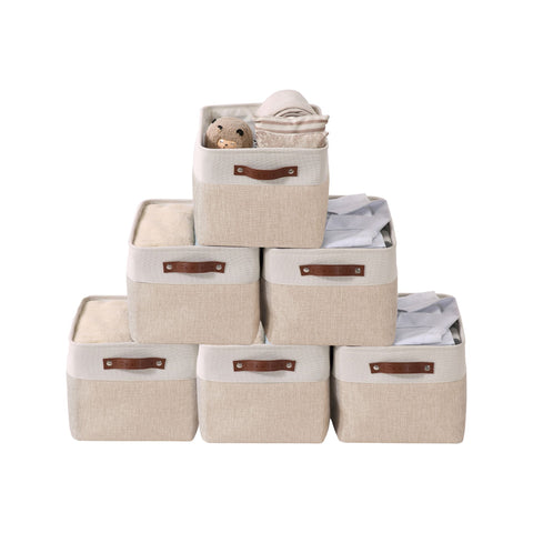 Large Foldable Fabric Storage Bin W/Handles (6 Packs) - Large Storage Organizer