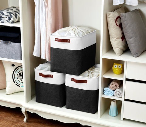 Jumbo Foldable Fabric Storage Bin W/Cover - Closet Organizer Storage Baskets