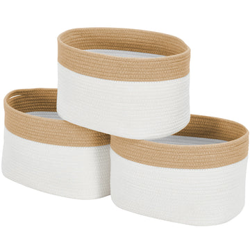 Cotton Rope Storage Baskets with Handles (3pcs) - Cotton Woven Bins