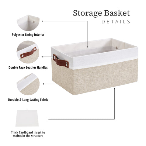 Small Collapsible Sturdy Fabric Storage Bins w/Handles (6 Pack) - Small Storage Organizer